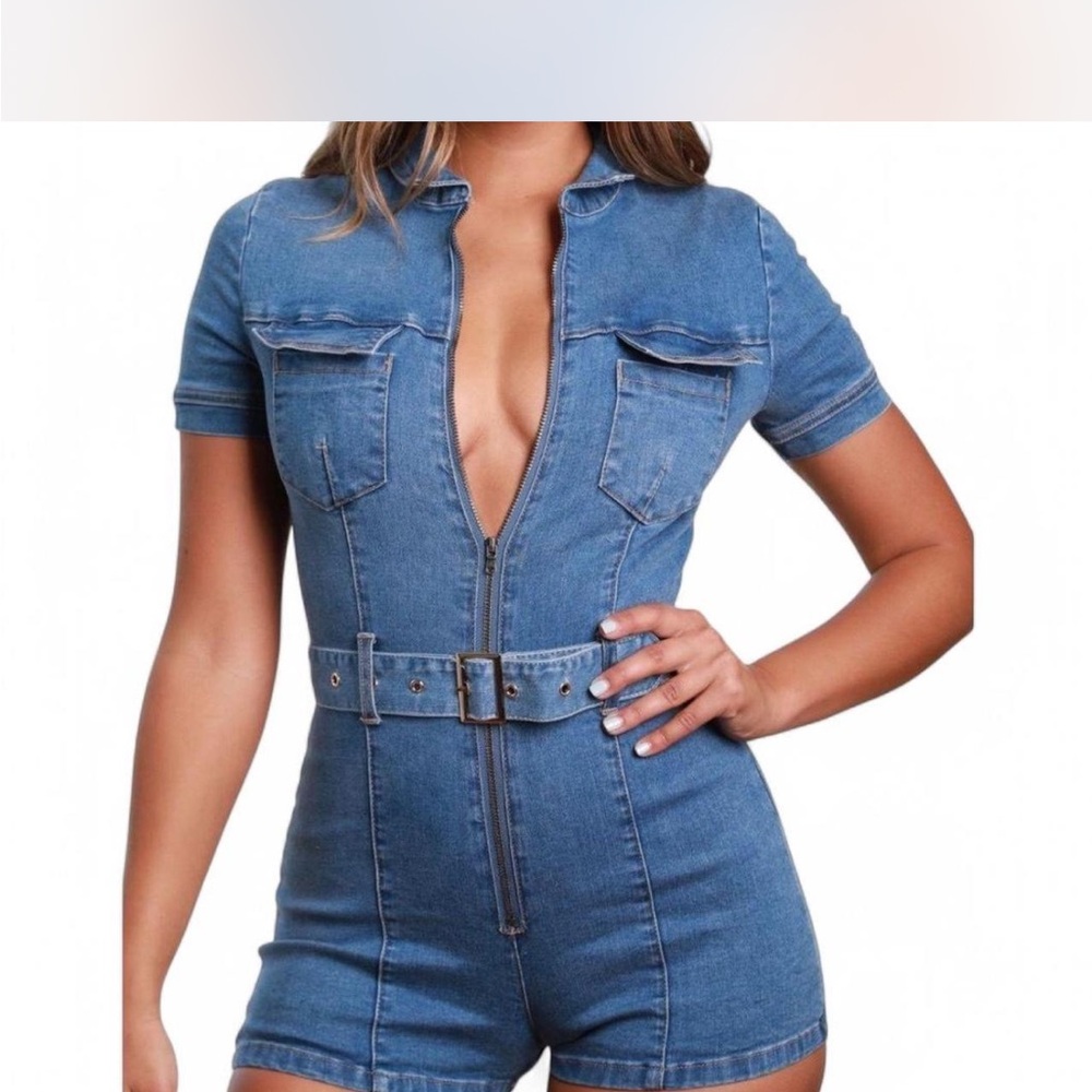 Oh Polly Blue Denim Jumpsuit